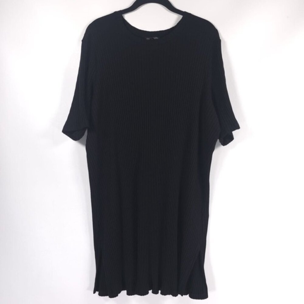 EILEEN‎ FISHER USA🇺🇸MADE TENCEL Rib Knit Bateau Nk Short S. Top Tunic Dress XL
